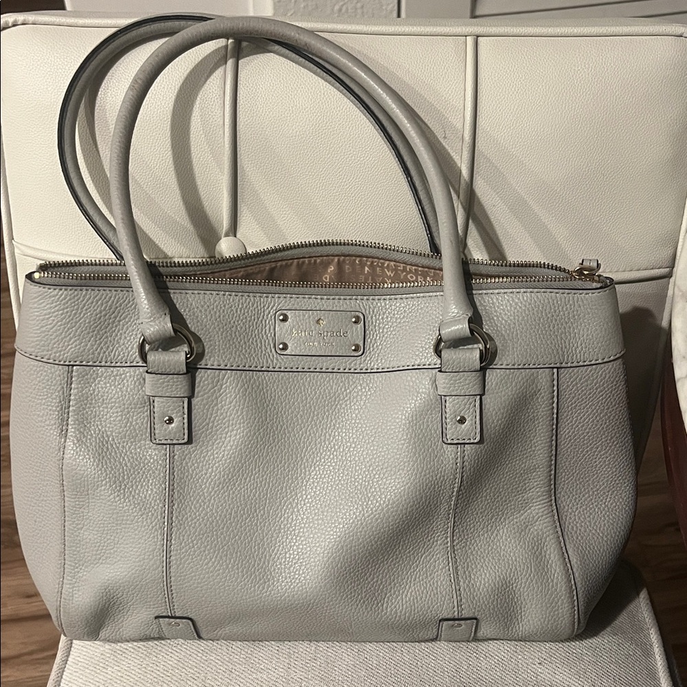 Kate Spade Light Gray Pebbled Tote